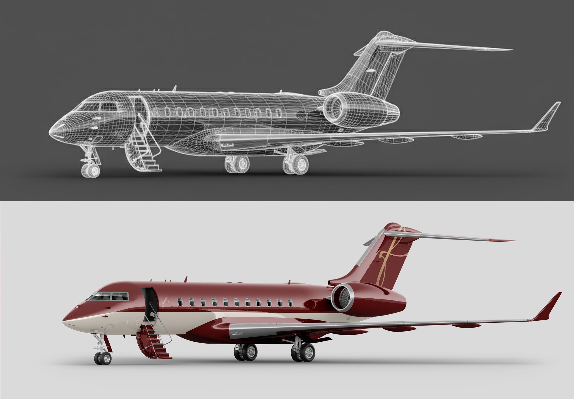 Falcon private jet exterior livery design