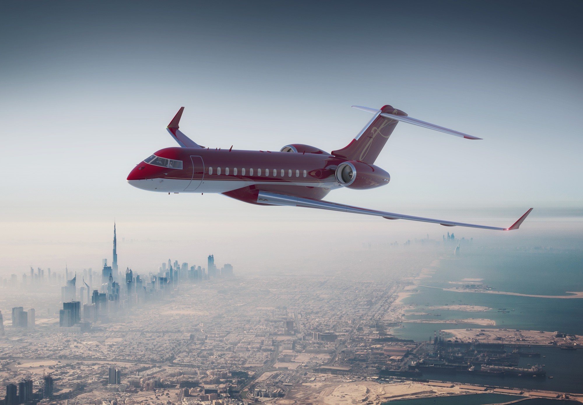 Falcon photorealistic 3D jet marketing visual